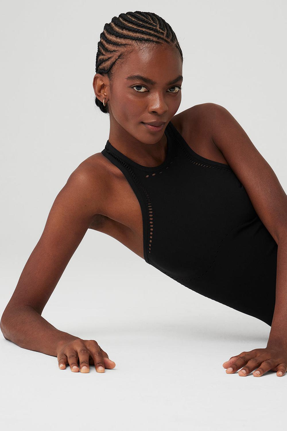 Φορεμα γυναικεια Alo Yoga Seamless Open Air Racerback μαυρα | Greece  FLHBO-5342