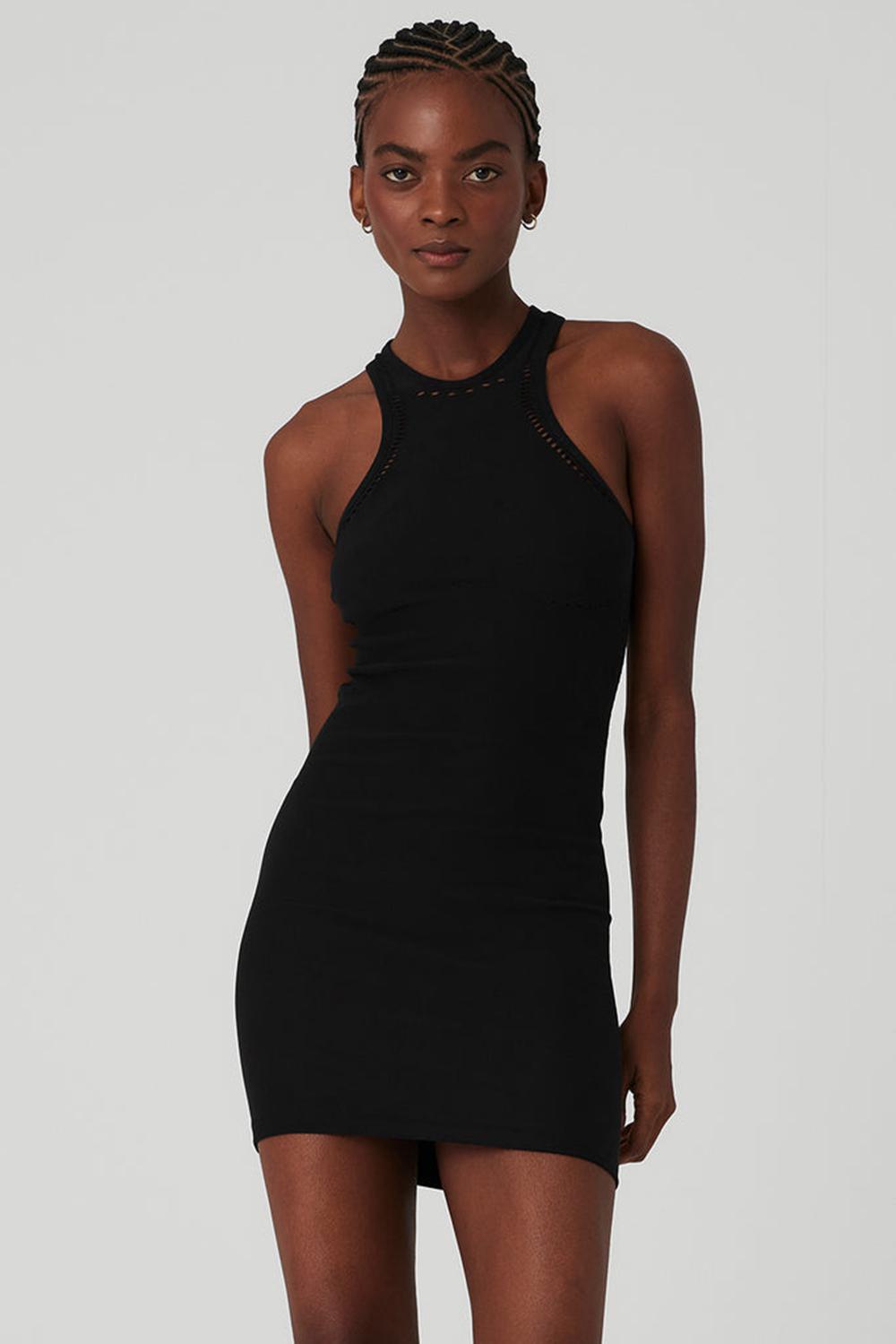 Φορεμα γυναικεια Alo Yoga Seamless Open Air Racerback μαυρα | Greece  FLHBO-5342