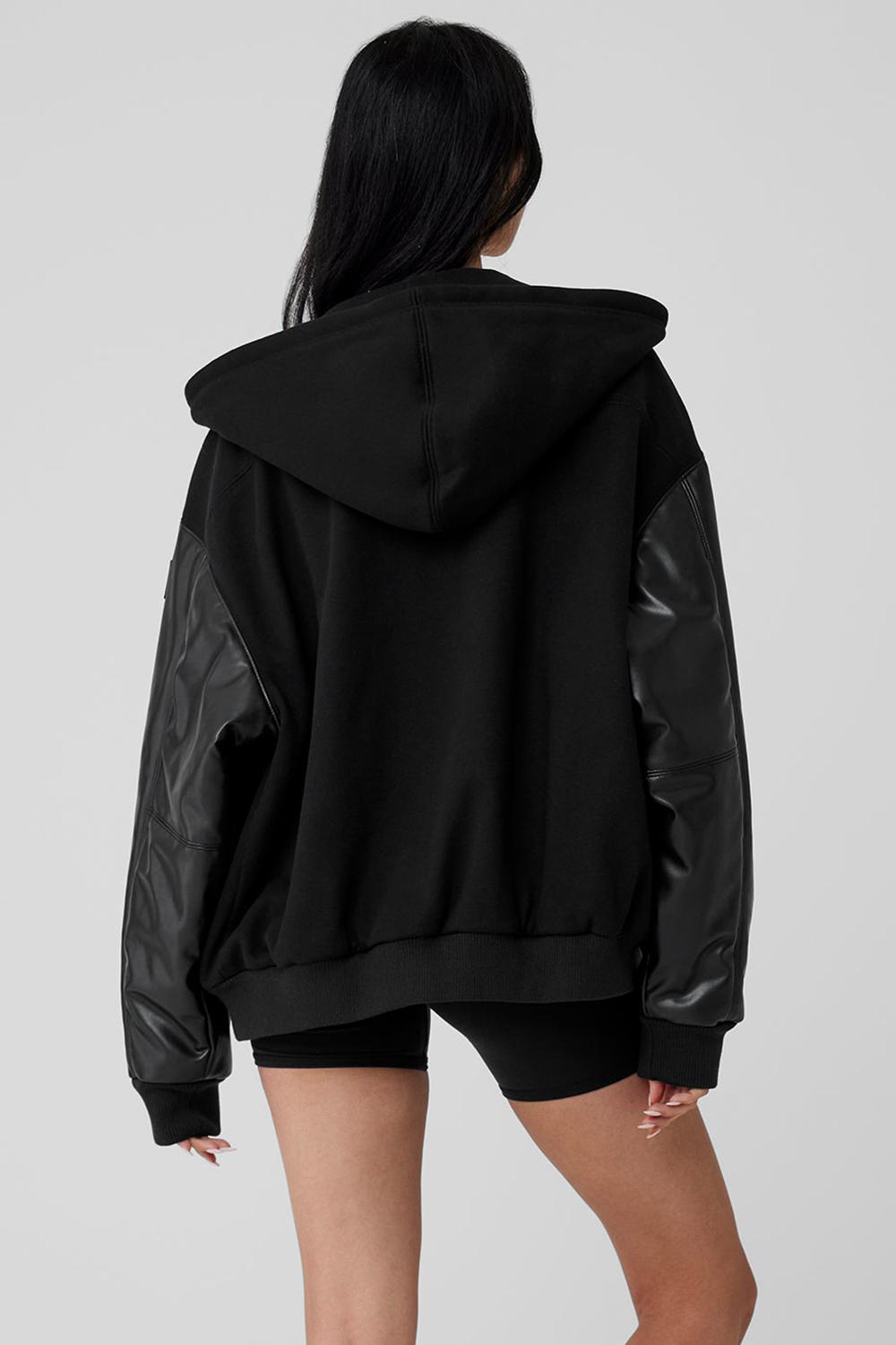 Μπουφαν γυναικεια Alo Yoga Select Hooded Bomber μαυρα | Greece  GDHFM-4138