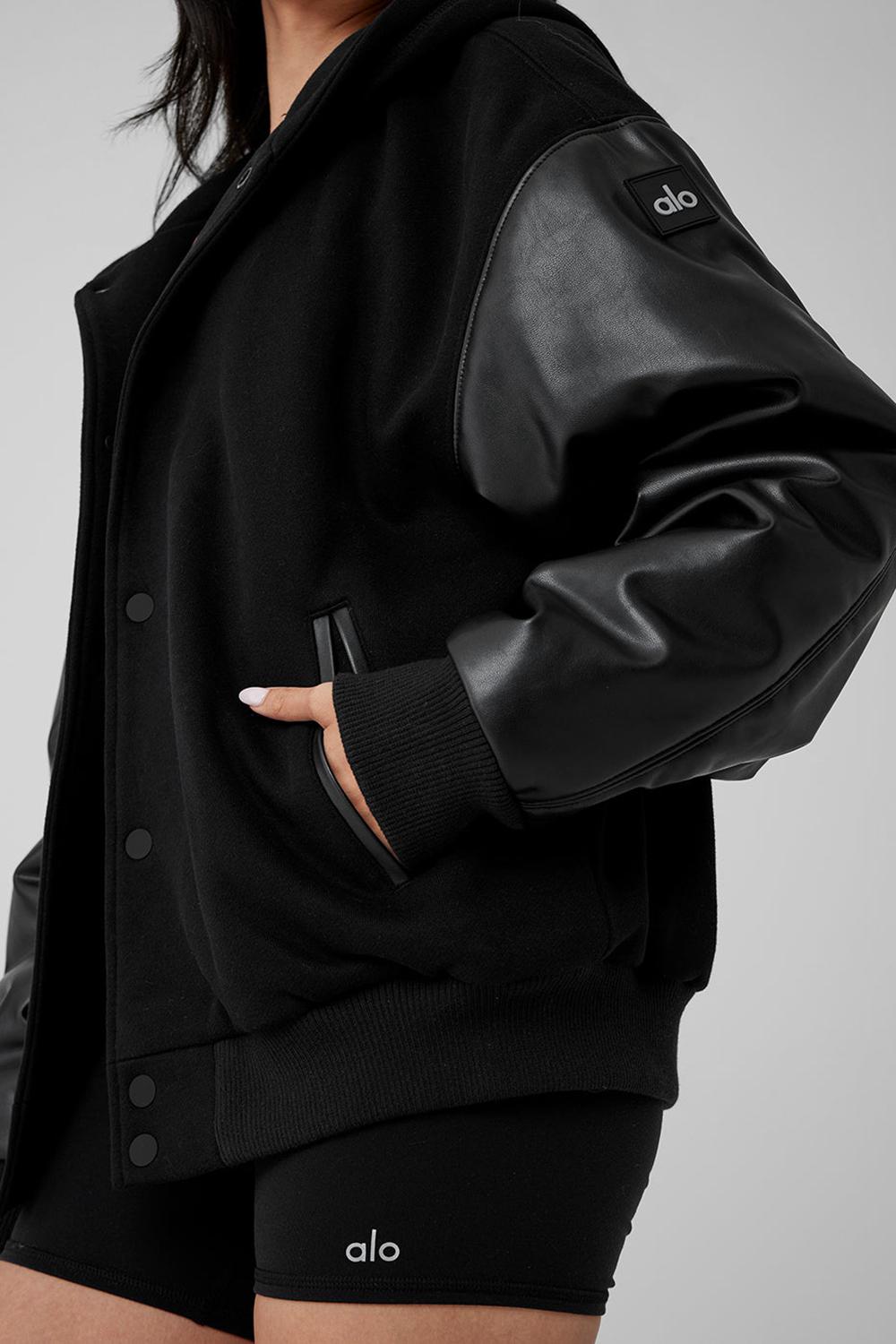 Μπουφαν γυναικεια Alo Yoga Select Hooded Bomber μαυρα | Greece  GDHFM-4138