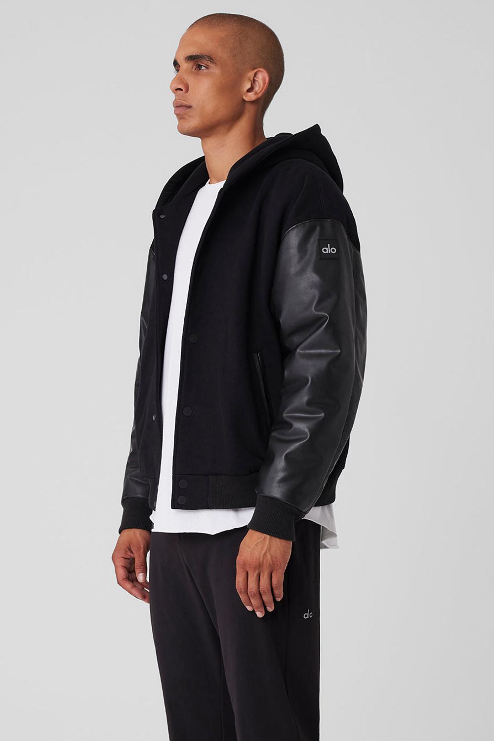 Μπουφαν ανδρικα Alo Yoga Select Hooded Bomber μαυρα | Greece  RSFHL-0815