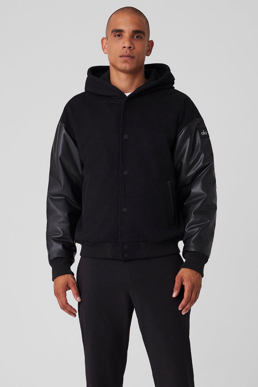 Μπουφαν ανδρικα Alo Yoga Select Hooded Bomber μαυρα | Greece  RSFHL-0815