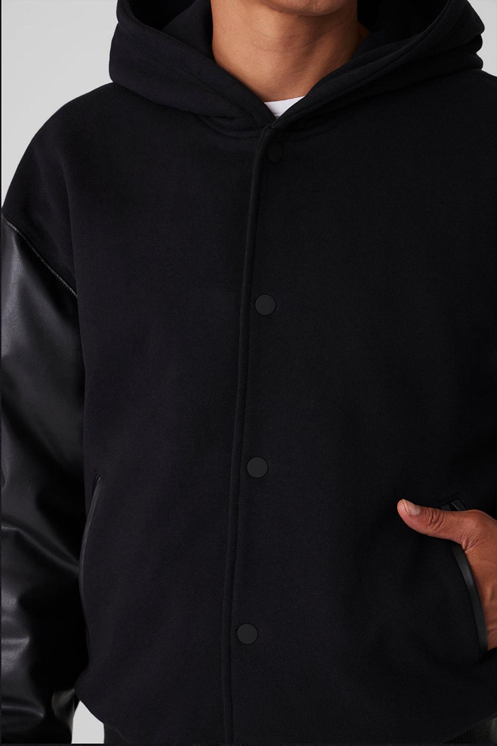 Μπουφαν ανδρικα Alo Yoga Select Hooded Bomber μαυρα | Greece  RSFHL-0815