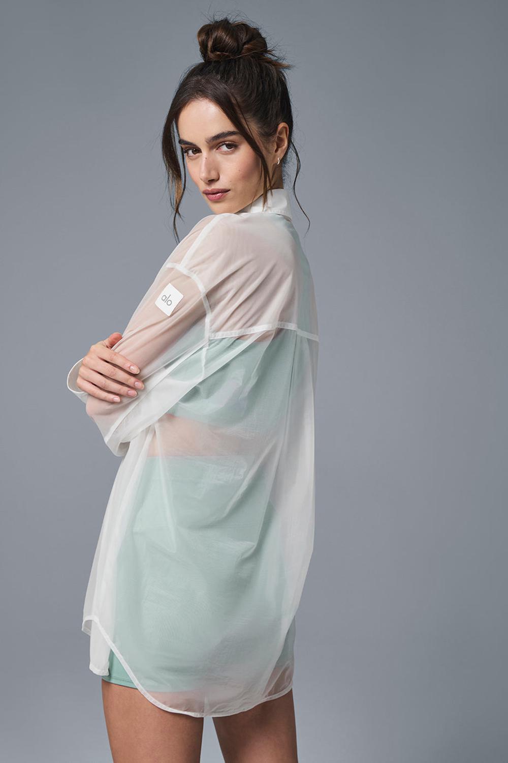 Μακρυμανικο γυναικεια Alo Yoga Sheer Effusion Button Down ασπρα | Greece  QHENP-8462