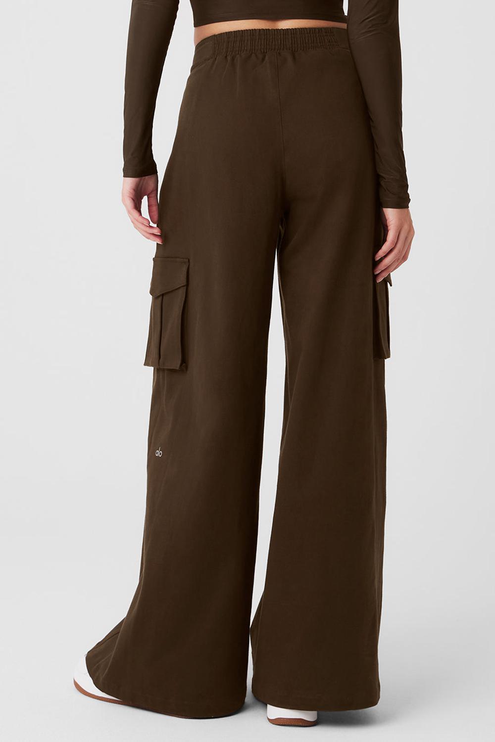 Παντελονι γυναικεια Alo Yoga Show Off Cargo Wide Leg Espresso | Greece  ZSAWY-1278