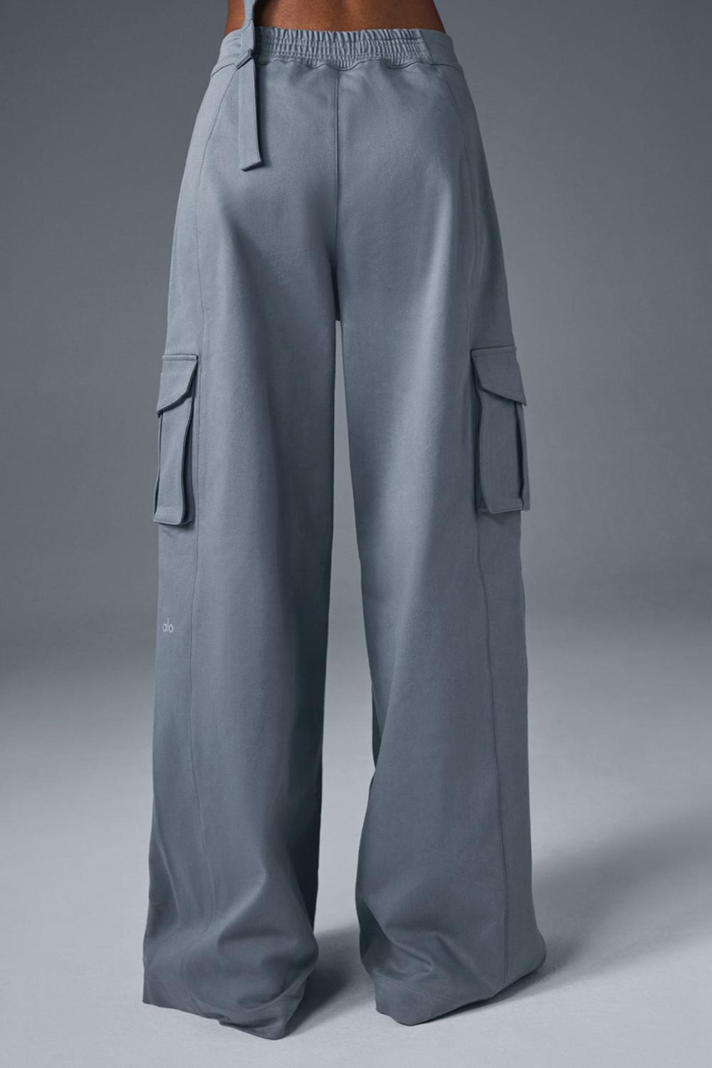 Παντελονι γυναικεια Alo Yoga Show Off Cargo Wide Leg (Long) γκρι | Greece  VPORX-2685