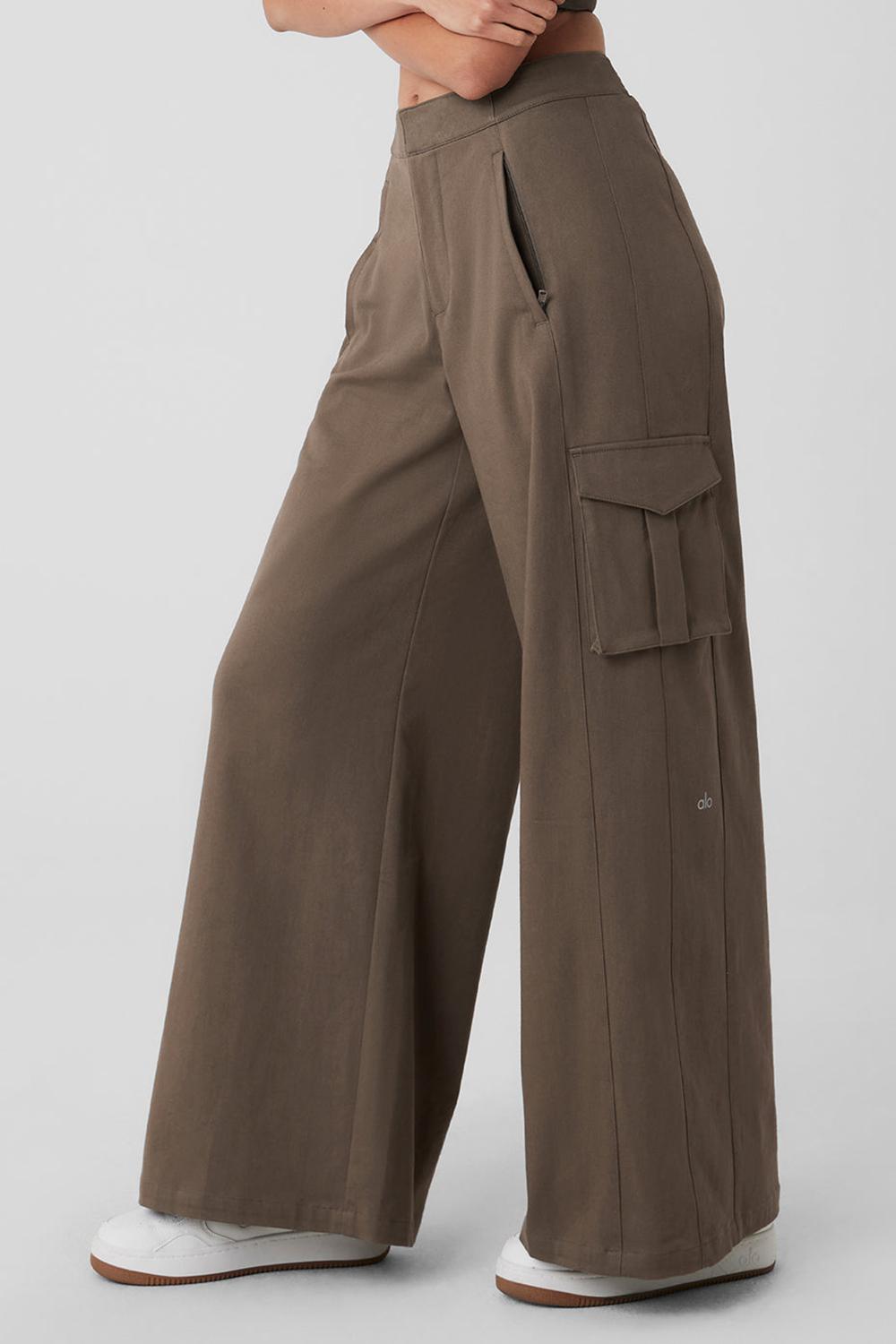 Παντελονι γυναικεια Alo Yoga Show Off Cargo Wide Leg Ελιά | Greece  QOZRL-0263