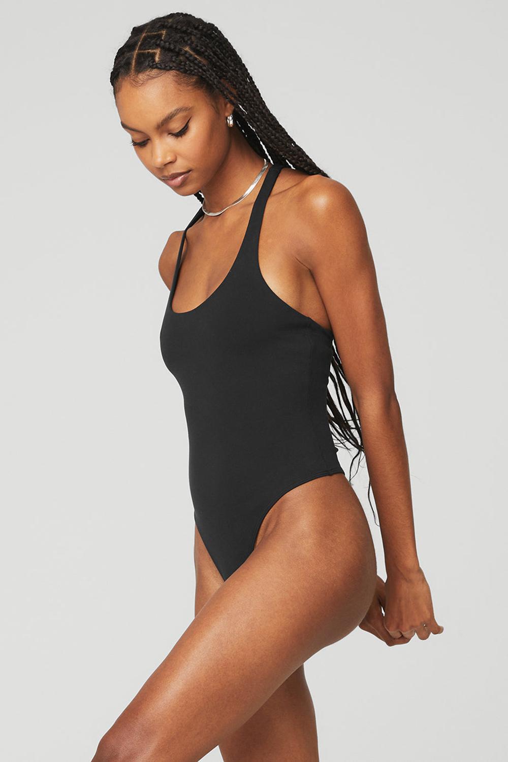 Κορμακια γυναικεια Alo Yoga Sleek Back μαυρα | Greece  DYBRL-3924