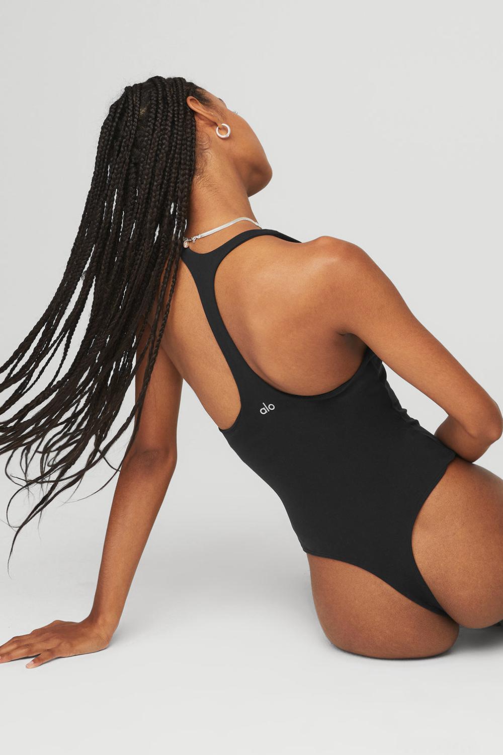 Κορμακια γυναικεια Alo Yoga Sleek Back μαυρα | Greece  DYBRL-3924