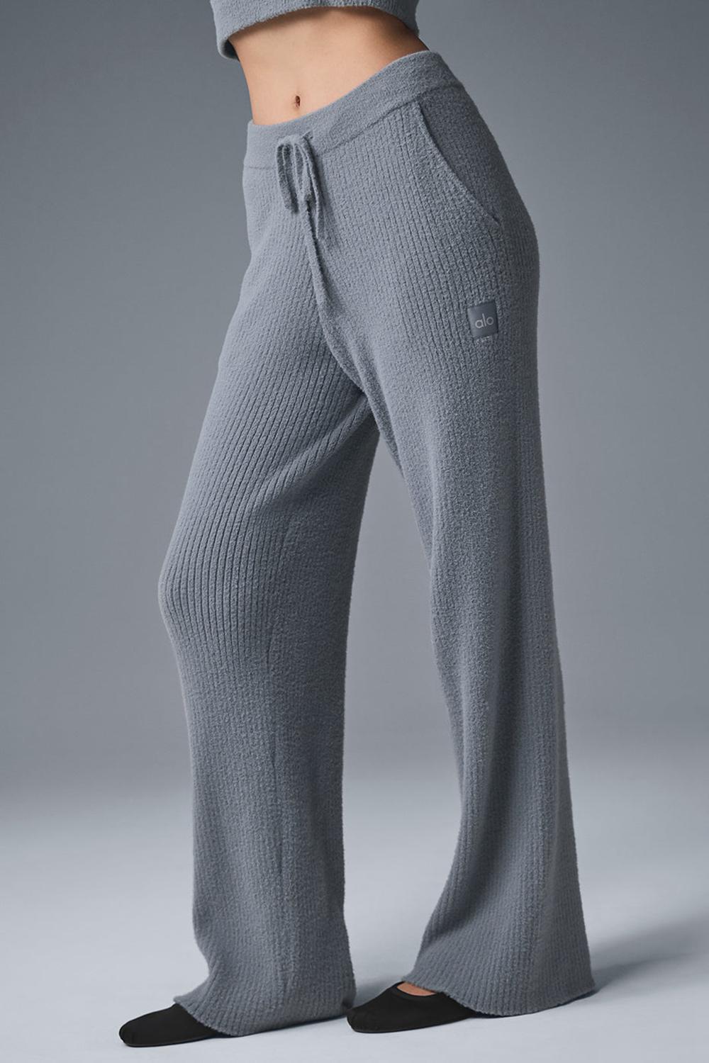 Παντελονι γυναικεια Alo Yoga Snuggle Up High-Waist Wide Leg γκρι | Greece  XZIJU-0248