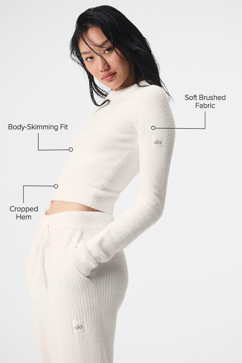 Μακρυμανικο γυναικεια Alo Yoga Snuggle Up Ivory | Greece  YSLPT-6371