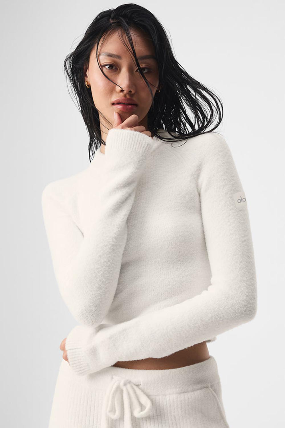 Μακρυμανικο γυναικεια Alo Yoga Snuggle Up Ivory | Greece  YSLPT-6371
