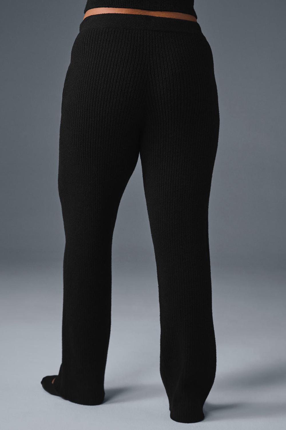 Παντελονι γυναικεια Alo Yoga Snuggle Up Sweater High-Waist Wide Leg μαυρα | Greece  YQGKR-3605