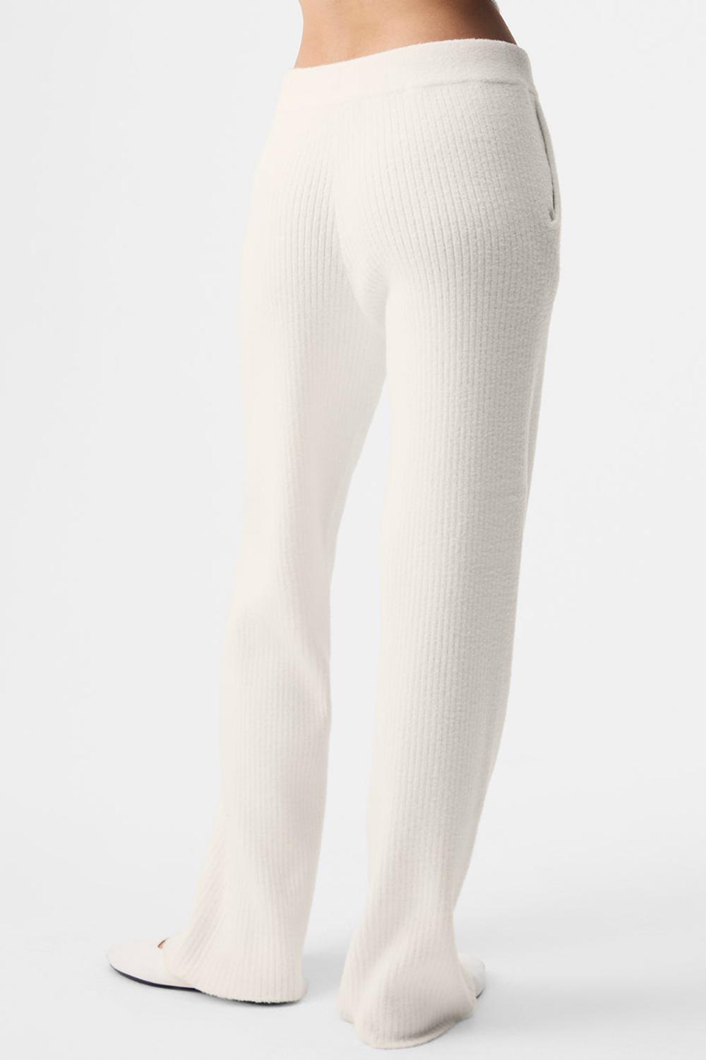 Παντελονι γυναικεια Alo Yoga Snuggle Up Sweater High-Waist Wide Leg Ivory | Greece  FYIPT-1796