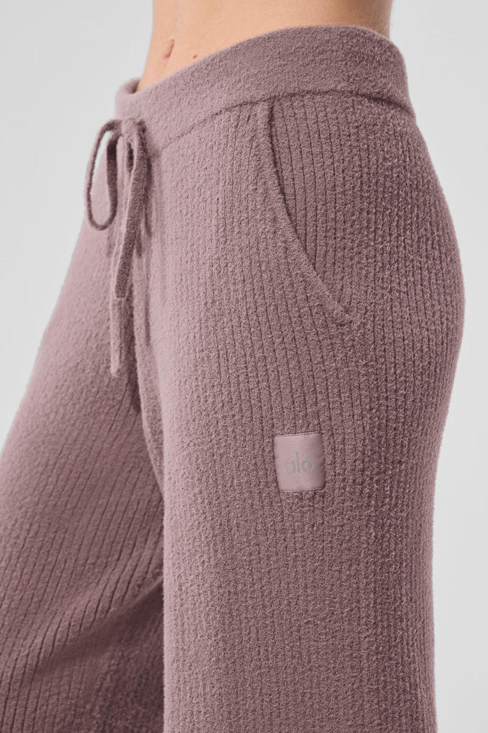 Παντελονι γυναικεια Alo Yoga Snuggle Up Sweater High-Waist Wide Leg Mushroom | Greece  AKVQP-7284