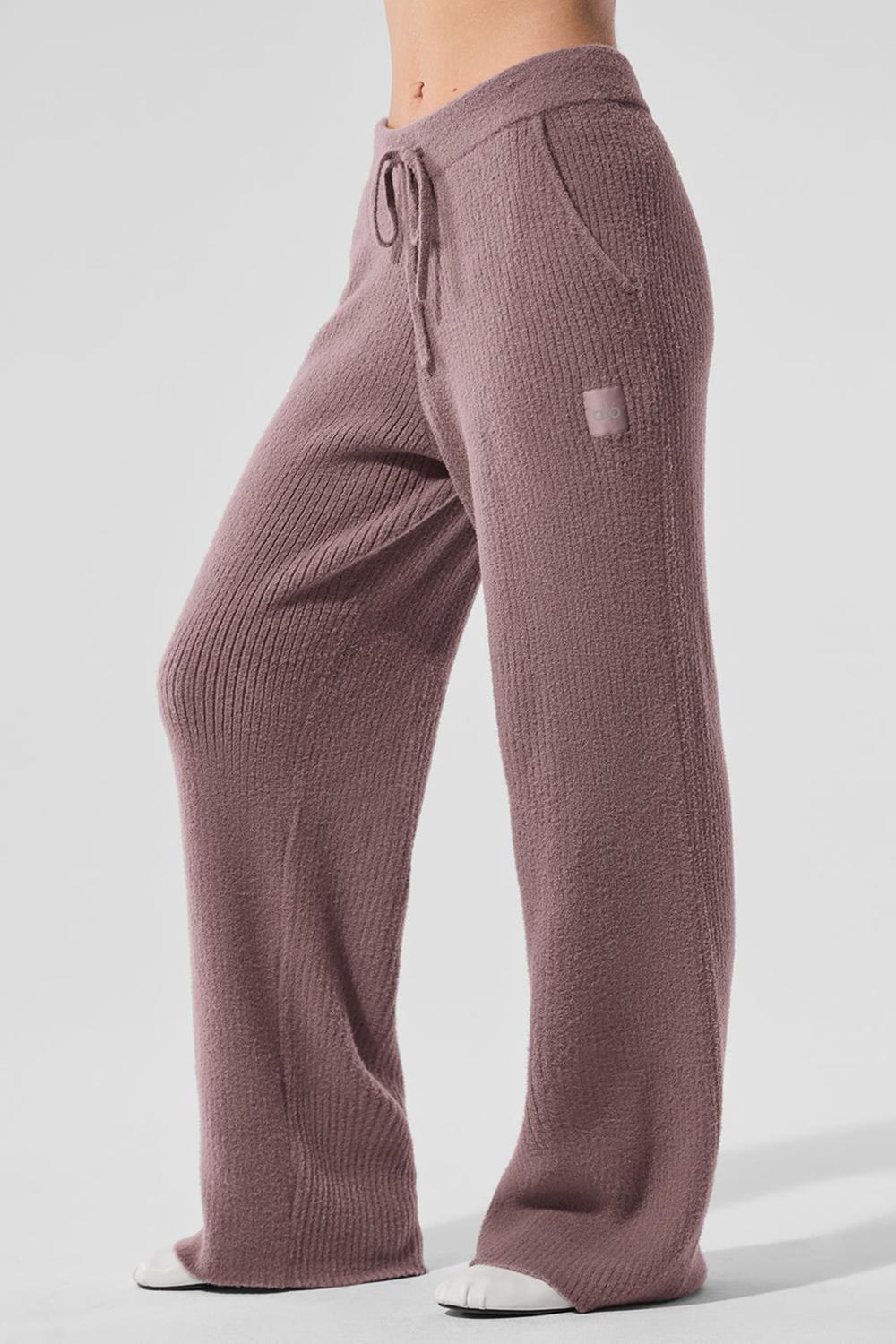Παντελονι γυναικεια Alo Yoga Snuggle Up Sweater High-Waist Wide Leg Mushroom | Greece  AKVQP-7284