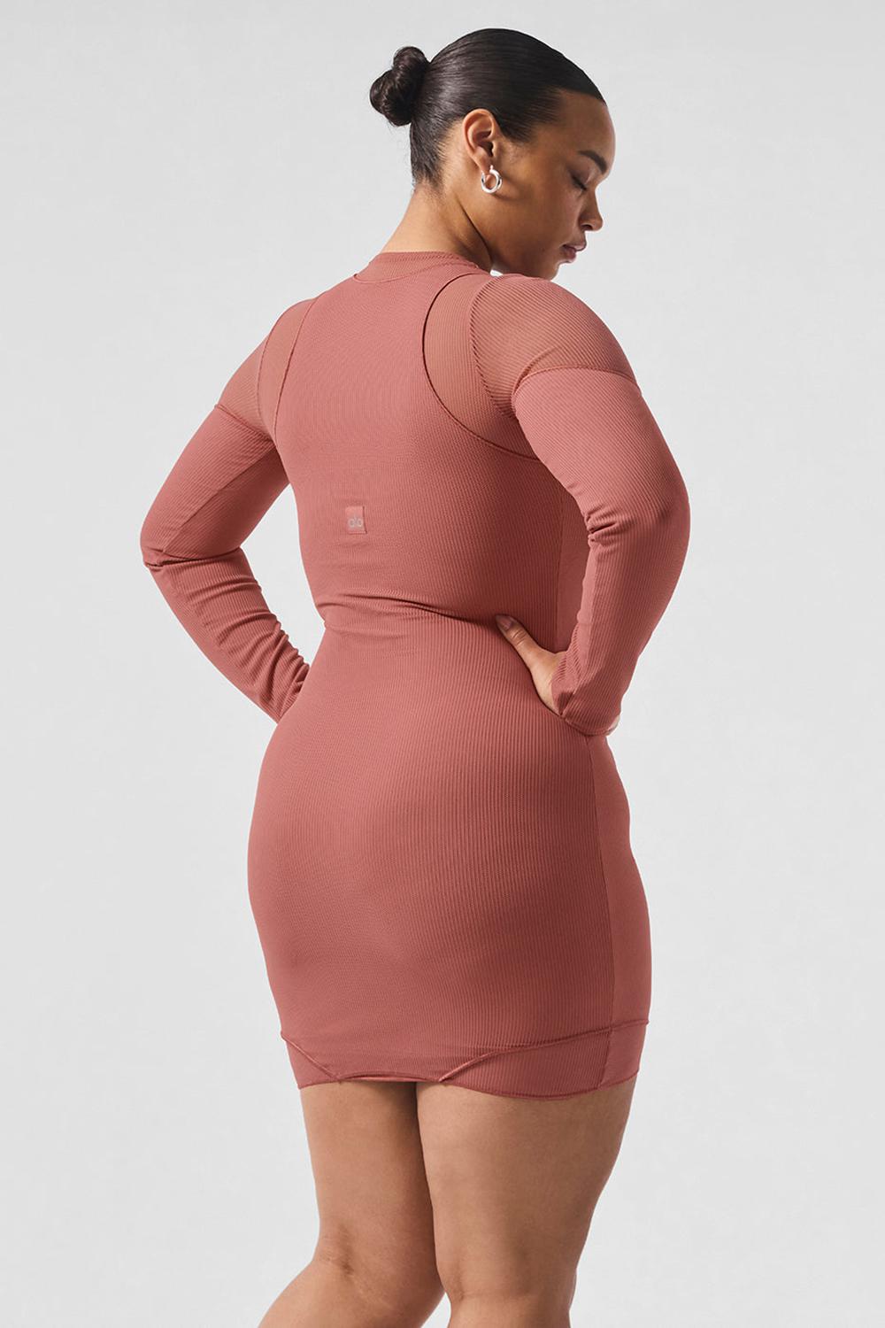Μακρυμανικο γυναικεια Alo Yoga Striped Mesh Synergy Soft Terracotta | Greece  QZUDK-1983