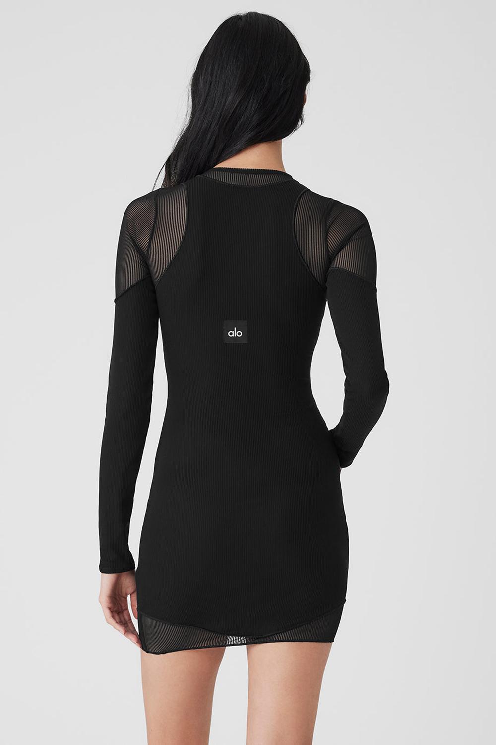 Μακρυμανικο γυναικεια Alo Yoga Striped Mesh Synergy μαυρα | Greece  LWCGX-5749