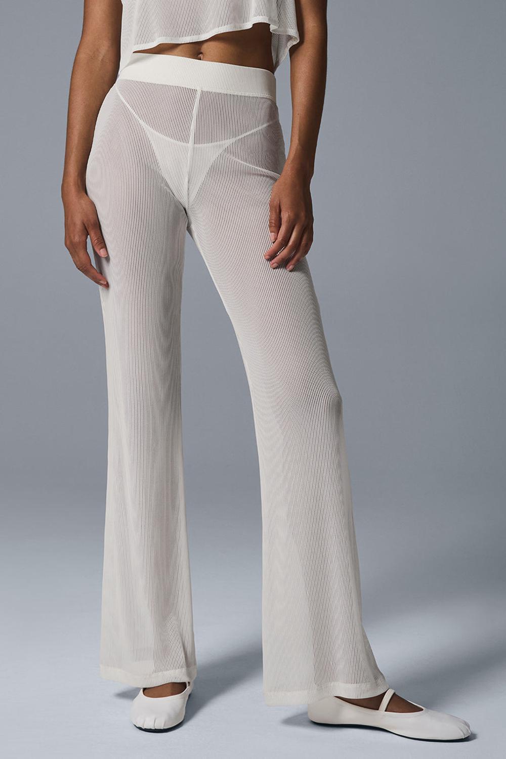 Παντελονι γυναικεια Alo Yoga Striped Mesh Tropical Nights Flare Ivory | Greece  IQXCJ-9704