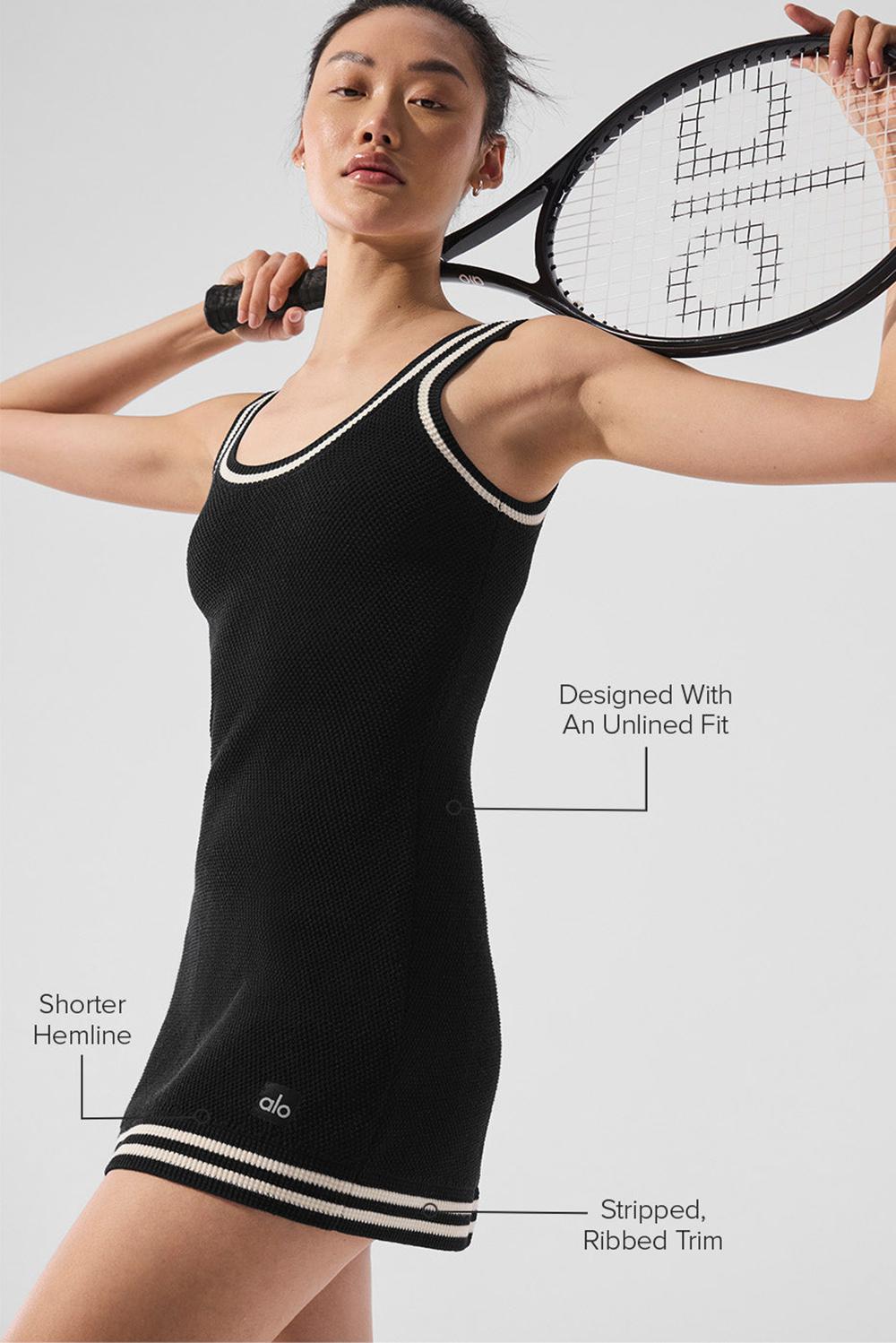 Φορεμα γυναικεια Alo Yoga Tennis Club Sweater Knit μαυρα | Greece  MRLHN-5639