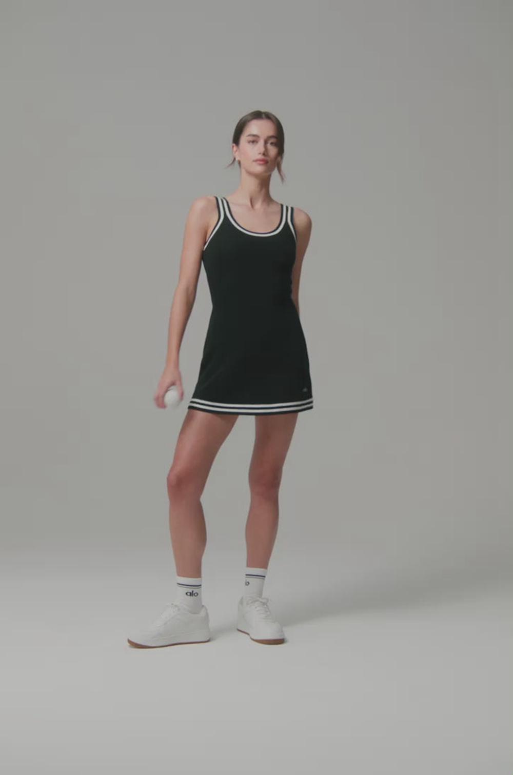 Φορεμα γυναικεια Alo Yoga Tennis Club Sweater Knit γκρι ασπρα | Greece  CBADN-8249