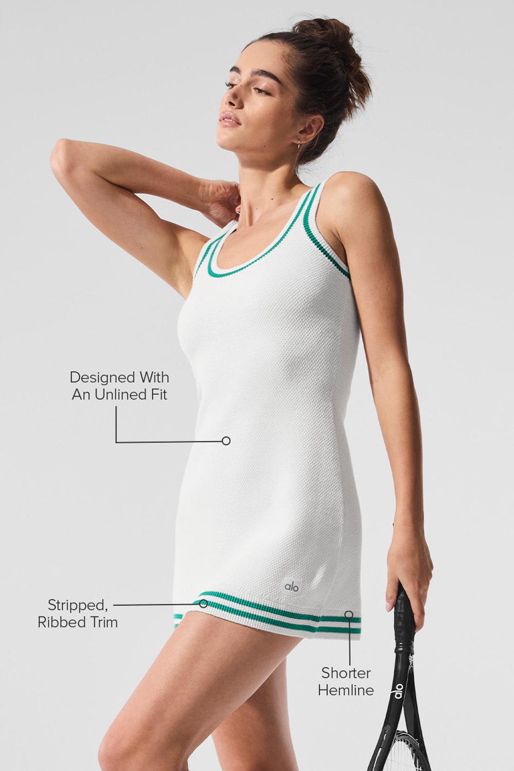 Φορεμα γυναικεια Alo Yoga Tennis Club Sweater Knit ασπρα πρασινο | Greece  SHLRY-8596