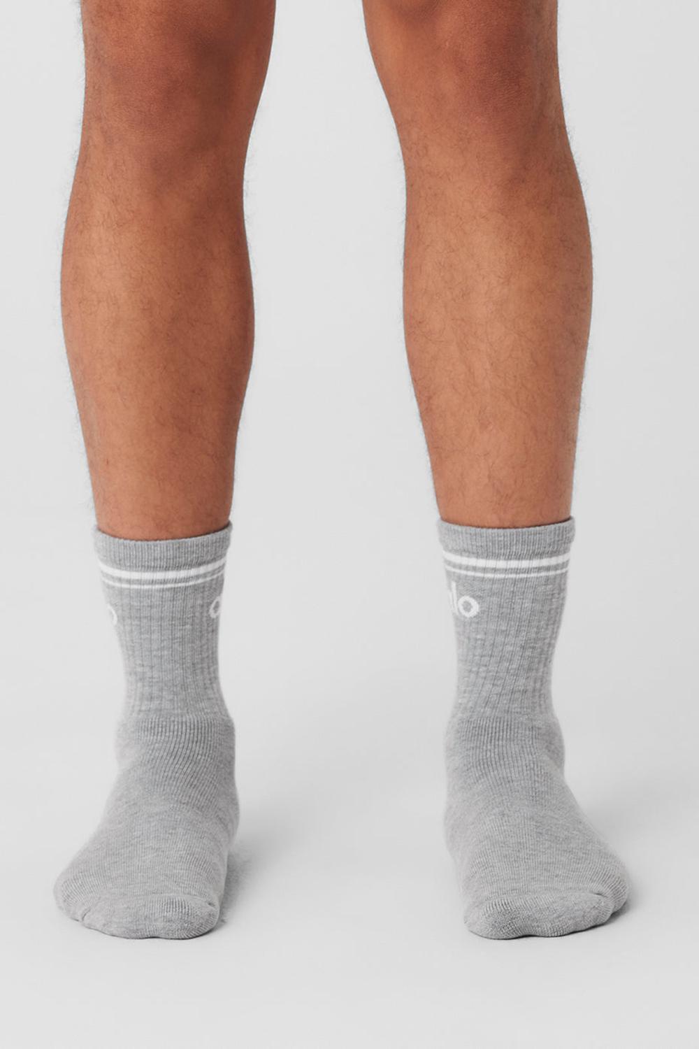 Καλτσεσ γυναικεια Alo Yoga Unisex Half-Crew Throwback γκρι ασπρα | Greece  JZYWL-9364