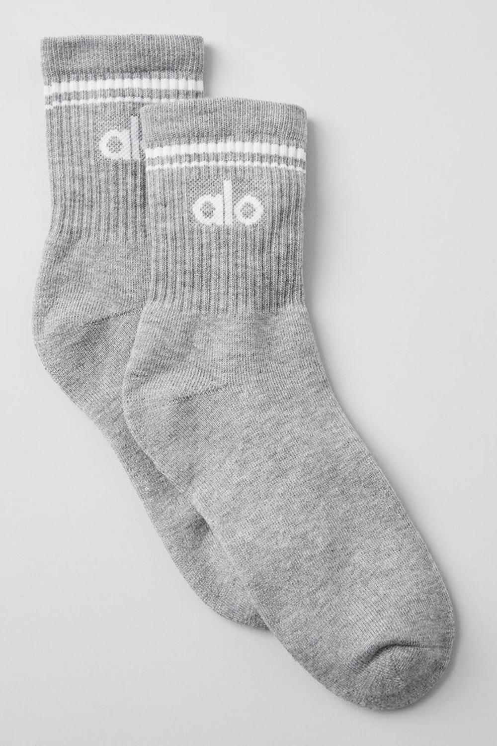 Καλτσεσ γυναικεια Alo Yoga Unisex Half-Crew Throwback γκρι ασπρα | Greece  JZYWL-9364