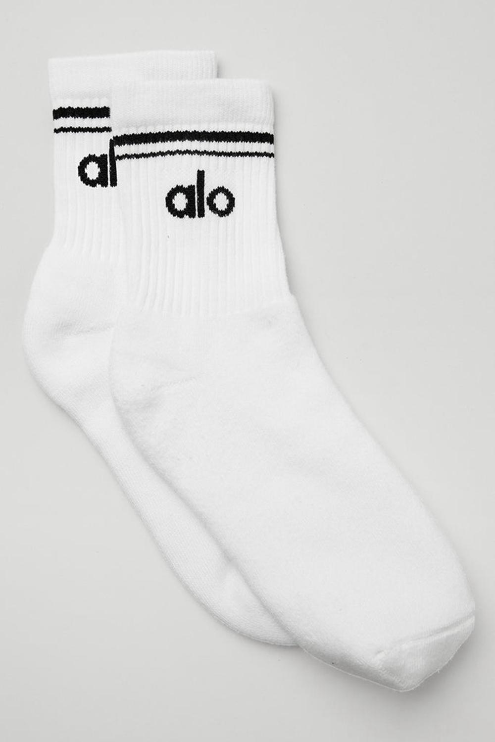 Καλτσεσ γυναικεια Alo Yoga Unisex Half-Crew Throwback ασπρα μαυρα | Greece  KCRFW-7863
