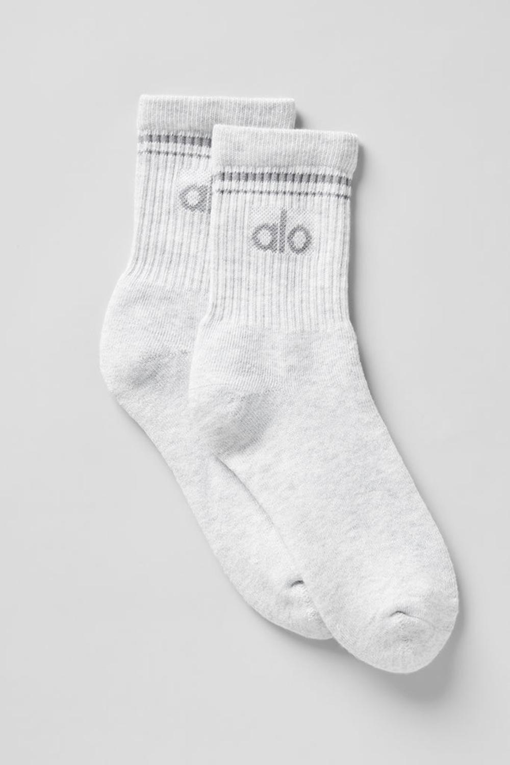 Καλτσεσ γυναικεια Alo Yoga Unisex Half-Crew Throwback ασπρα γκρι | Greece  QKWLI-9357