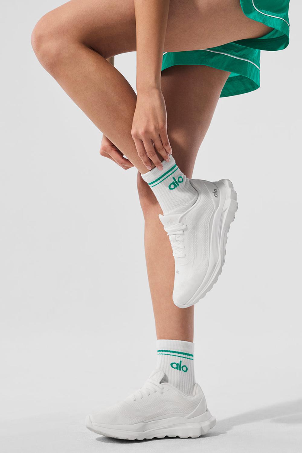 Καλτσεσ γυναικεια Alo Yoga Unisex Half-Crew Throwback ασπρα πρασινο | Greece  GATJR-9820
