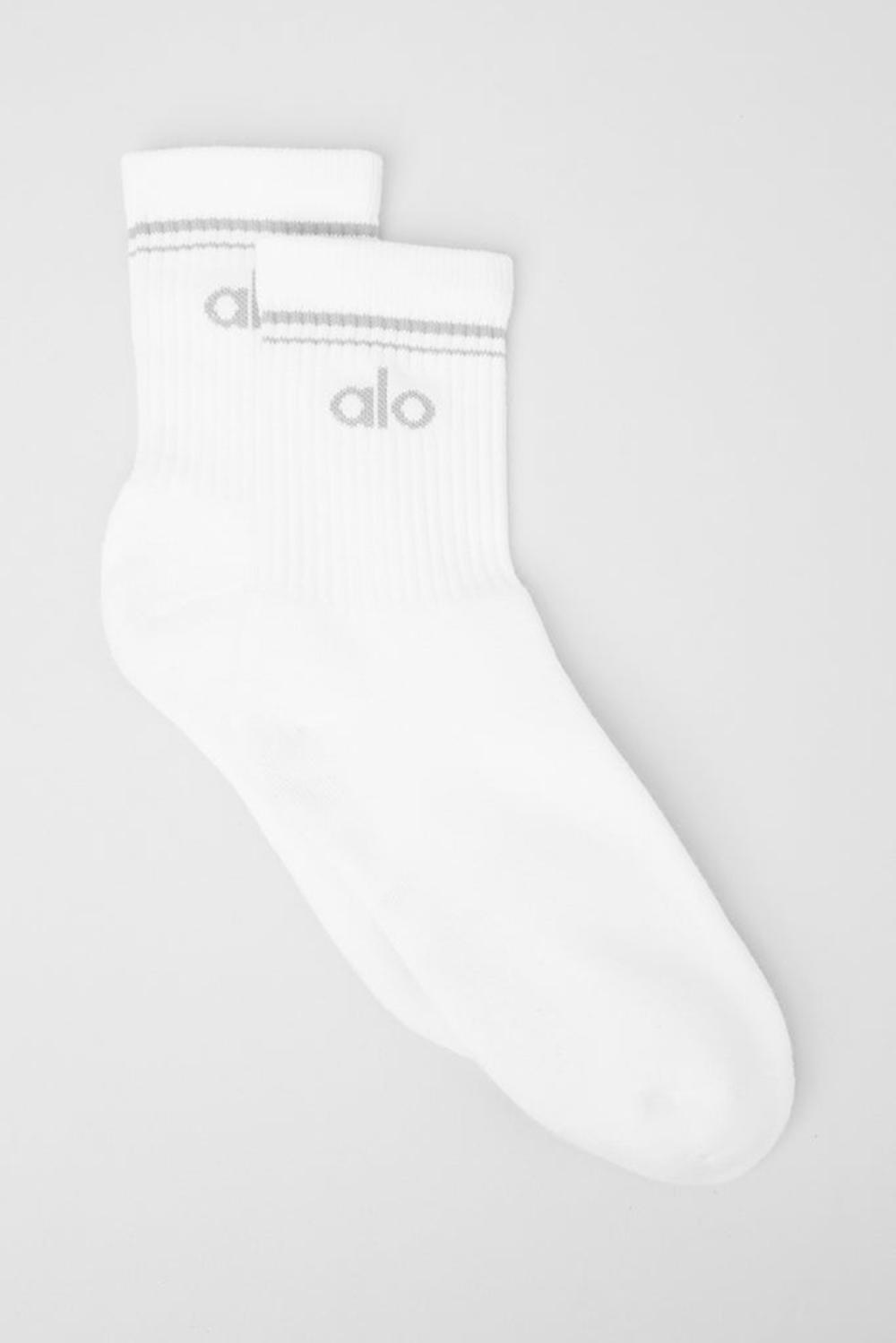 Καλτσεσ γυναικεια Alo Yoga Unisex Half-Crew Throwback ασπρα Τιτάνιο | Greece  YWSLZ-7318