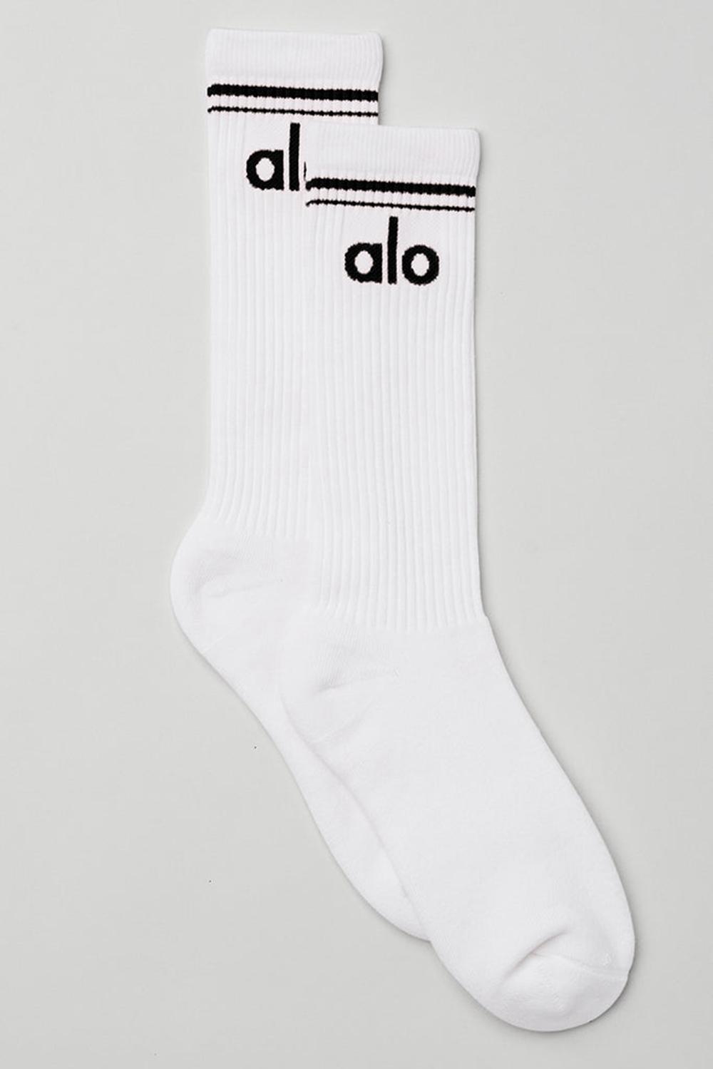 Καλτσεσ γυναικεια Alo Yoga Unisex Throwback ασπρα μαυρα | Greece  YFAGT-6270