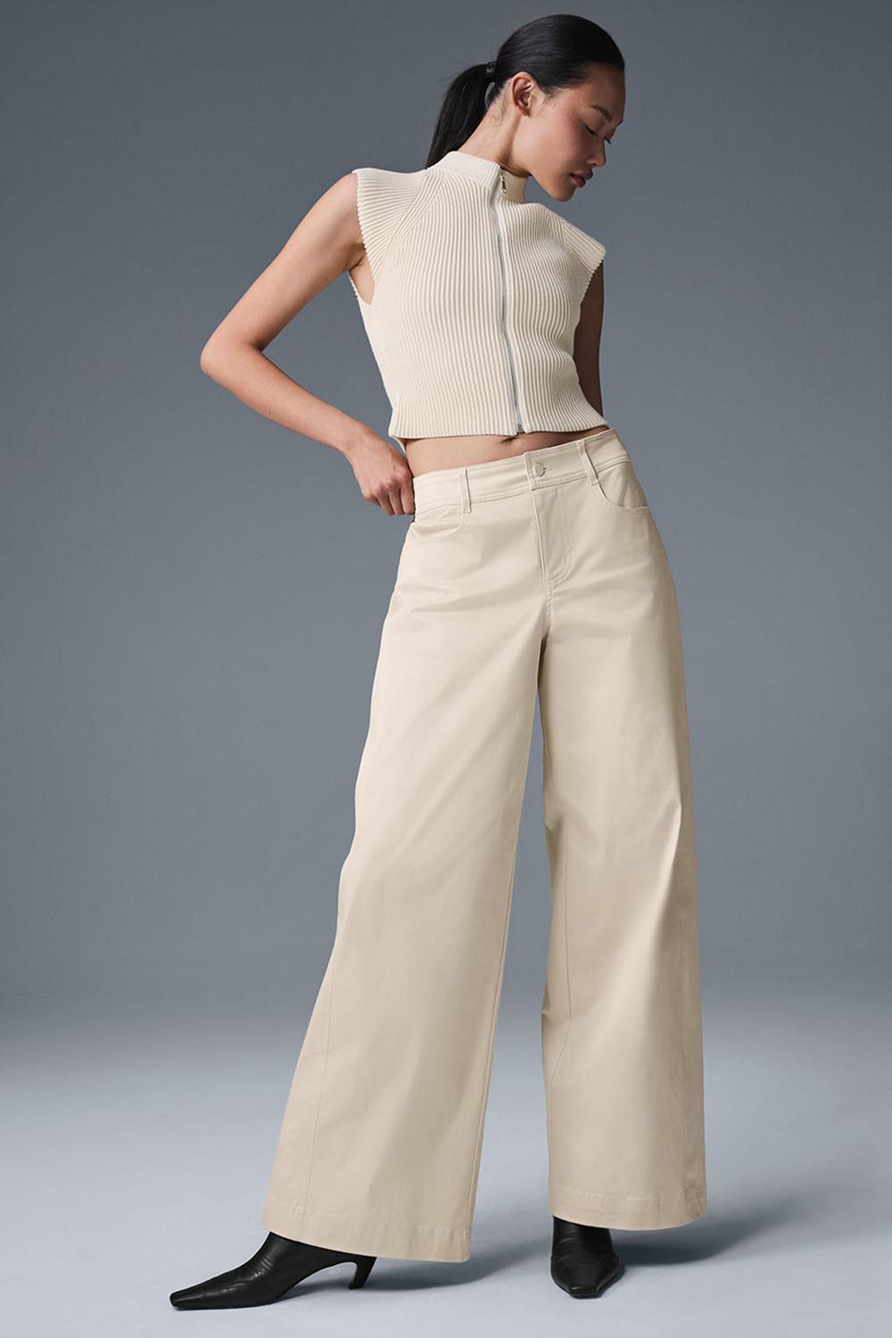Παντελονι γυναικεια Alo Yoga Wanderlust Wide Leg Oat Milk | Greece  OJQYX-1483