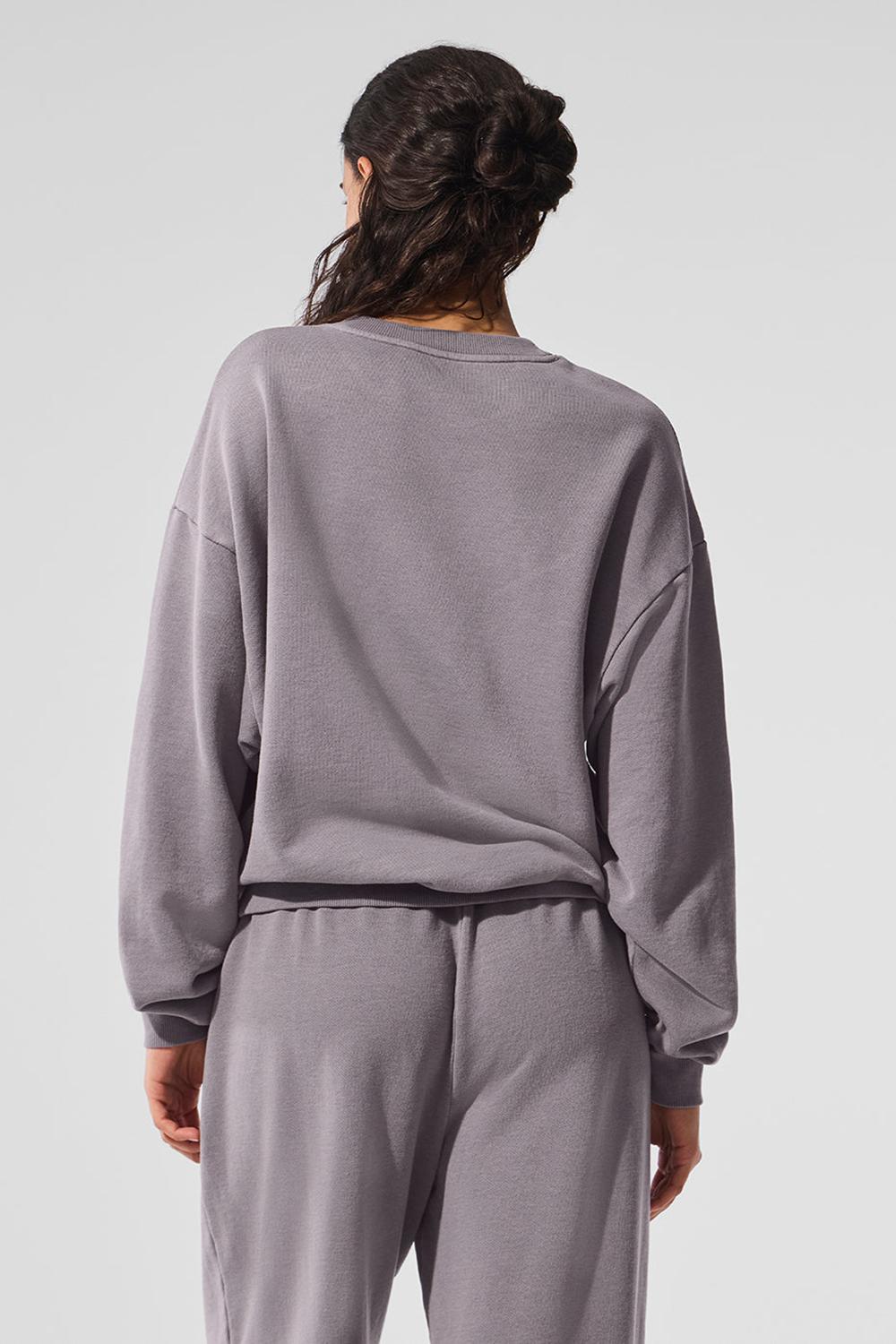 Φουτερ γυναικεια Alo Yoga Washed Accolade Crew Neck γκρι ανοιχτο μπλε | Greece  ZEFVY-7642