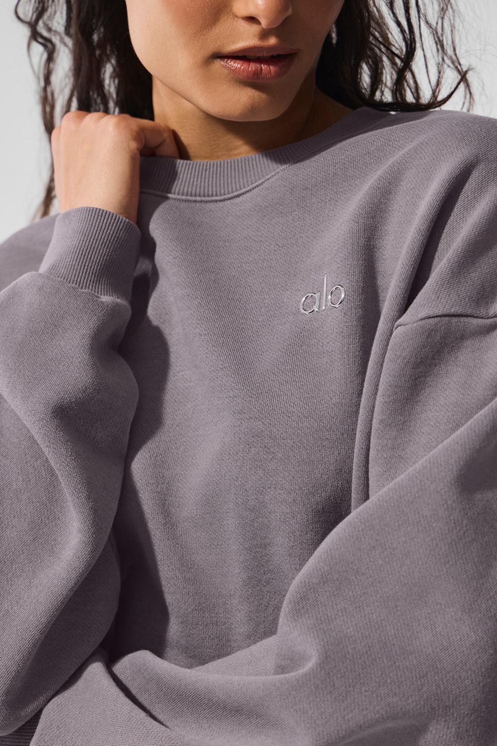 Φουτερ γυναικεια Alo Yoga Washed Accolade Crew Neck γκρι ανοιχτο μπλε | Greece  ZEFVY-7642