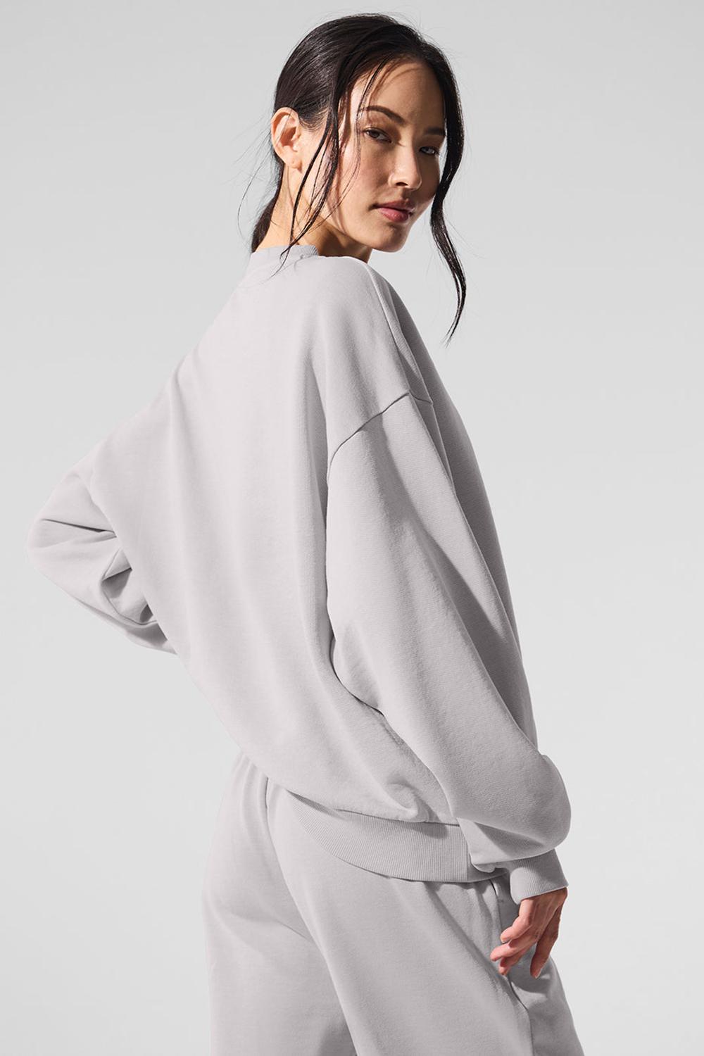 Φουτερ γυναικεια Alo Yoga Washed Accolade Crew Neck γκρι ανοιχτο μπλε | Greece  FDXHI-5874