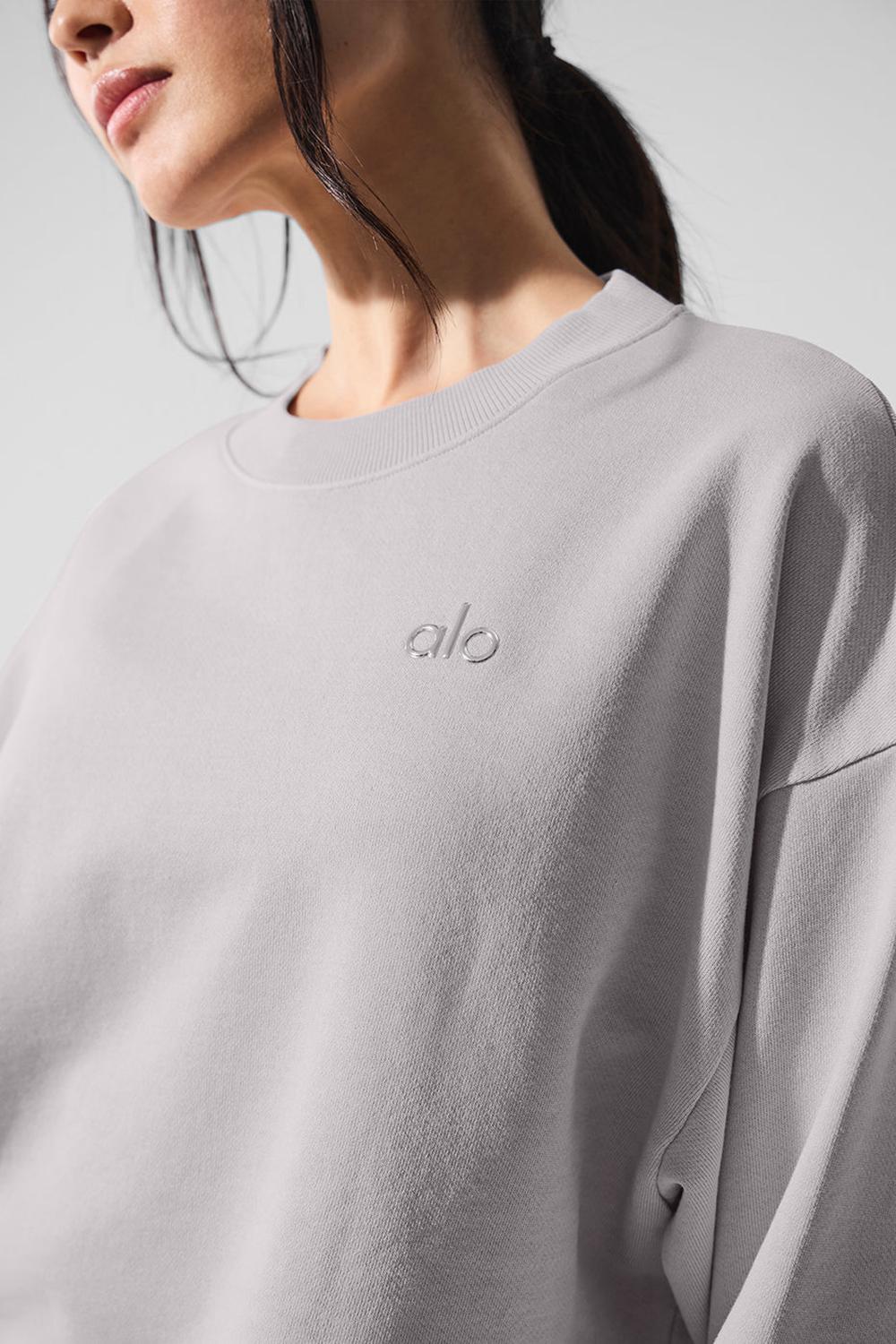 Φουτερ γυναικεια Alo Yoga Washed Accolade Crew Neck γκρι ανοιχτο μπλε | Greece  FDXHI-5874