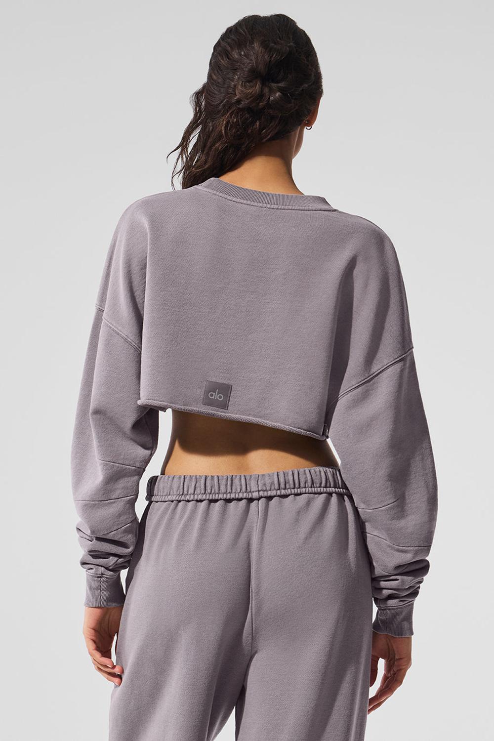 Φουτερ γυναικεια Alo Yoga Washed Extreme Cropped γκρι ανοιχτο μπλε | Greece  XQPEW-6572