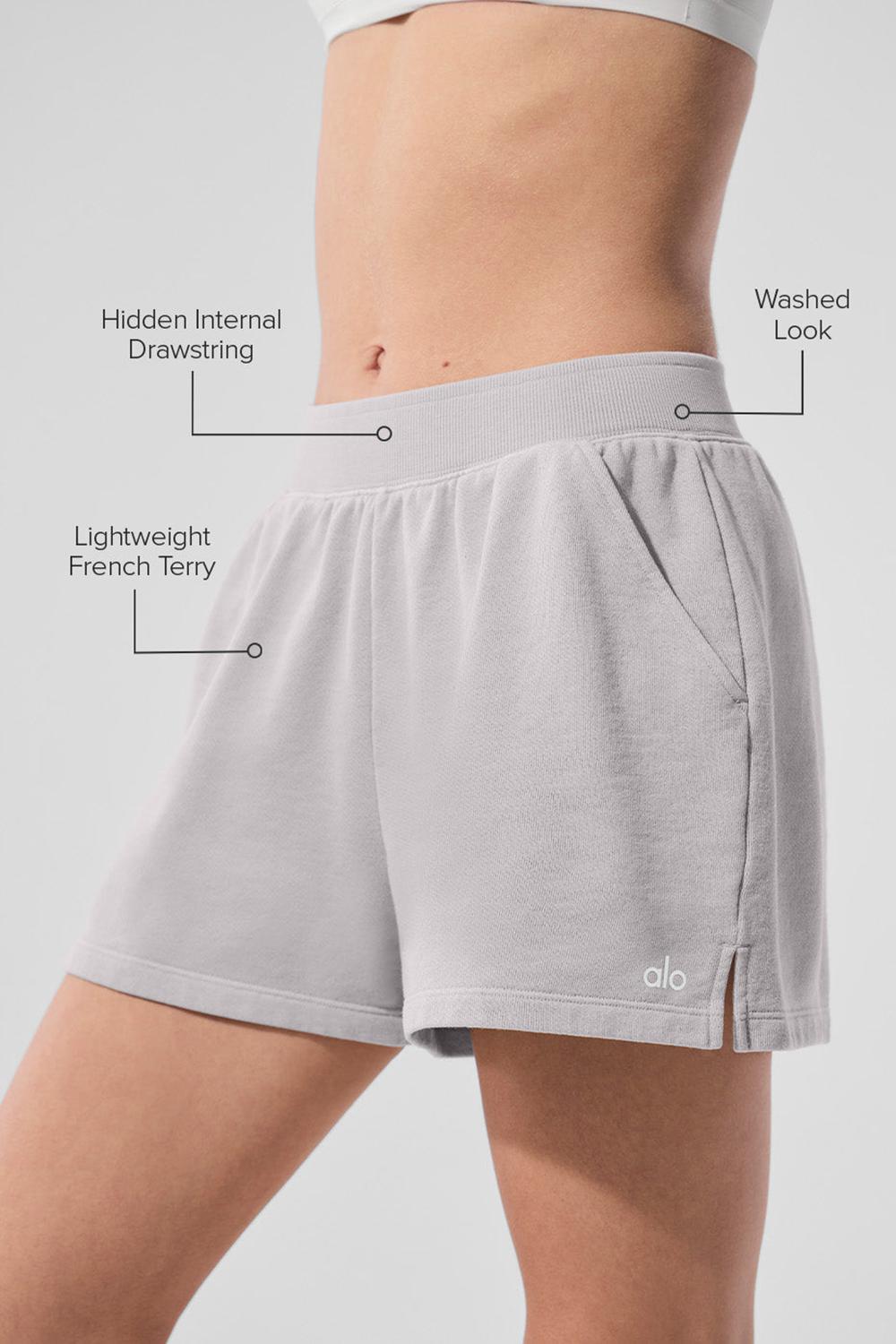 Σορτσ γυναικεια Alo Yoga Washed Low Key Sweat γκρι ανοιχτο μπλε | Greece  NXHGC-0253