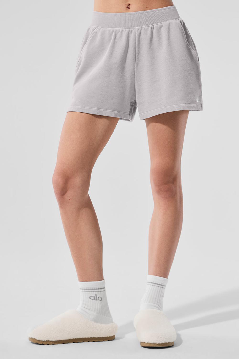 Σορτσ γυναικεια Alo Yoga Washed Low Key Sweat γκρι ανοιχτο μπλε | Greece  NXHGC-0253