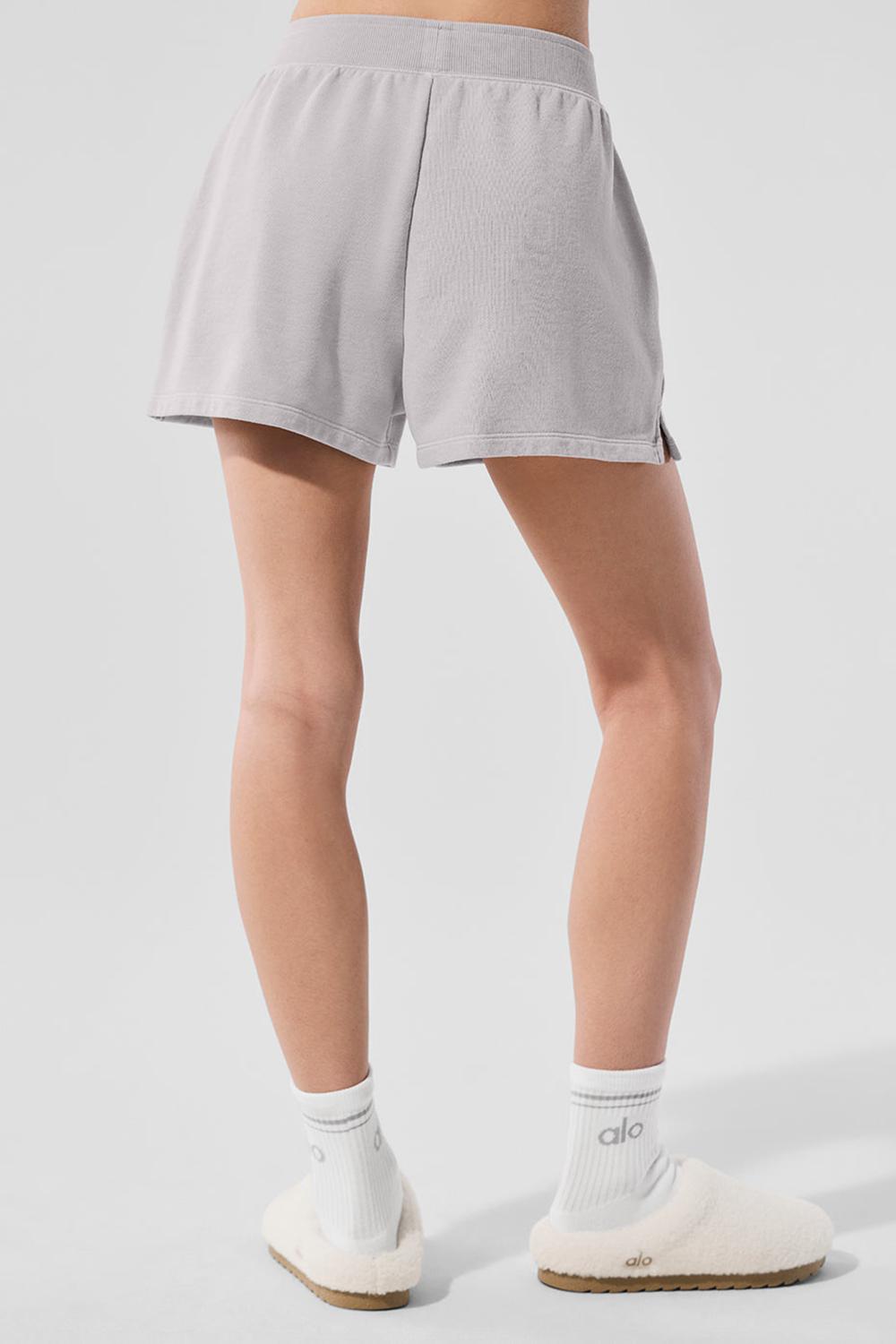 Σορτσ γυναικεια Alo Yoga Washed Low Key Sweat γκρι ανοιχτο μπλε | Greece  NXHGC-0253