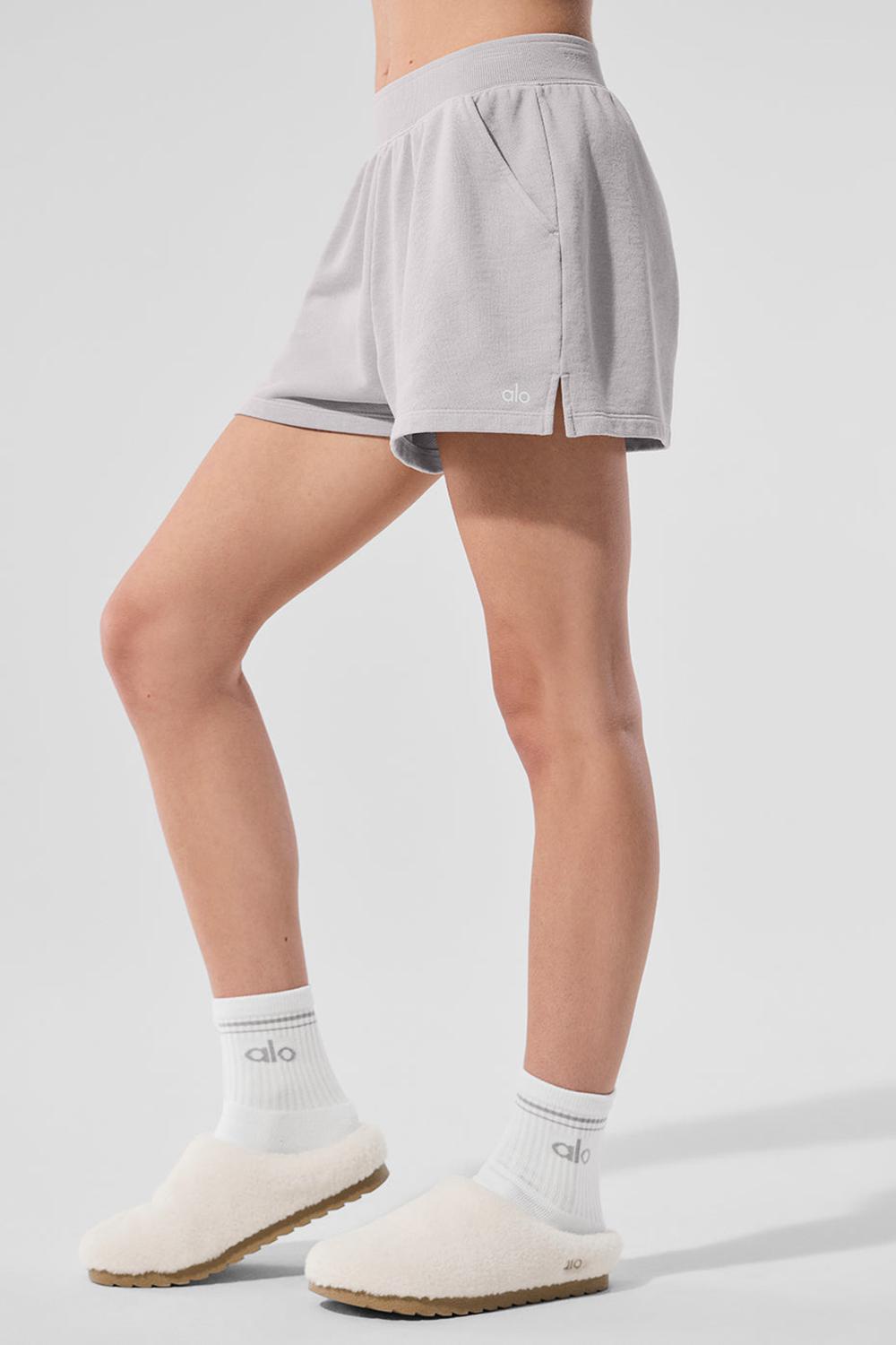 Σορτσ γυναικεια Alo Yoga Washed Low Key Sweat γκρι ανοιχτο μπλε | Greece  NXHGC-0253