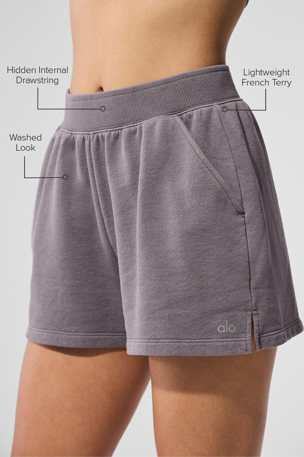 Σορτσ γυναικεια Alo Yoga Washed Low Key Sweat γκρι ανοιχτο μπλε | Greece  QGOFP-1924