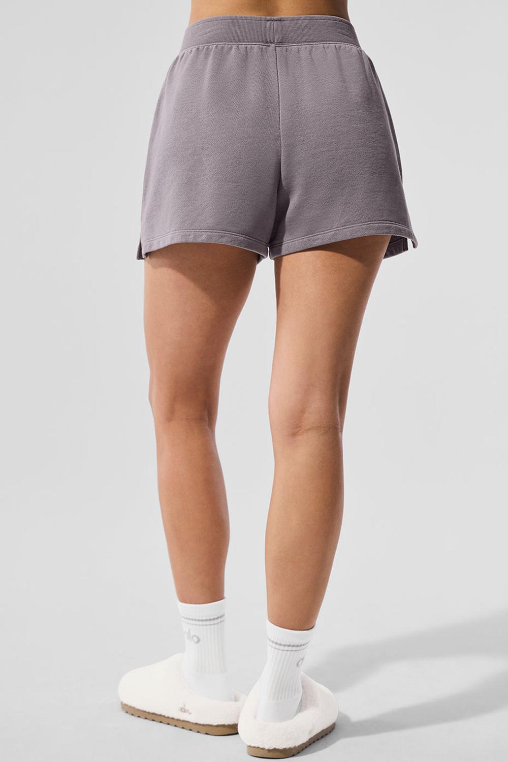 Σορτσ γυναικεια Alo Yoga Washed Low Key Sweat γκρι ανοιχτο μπλε | Greece  QGOFP-1924