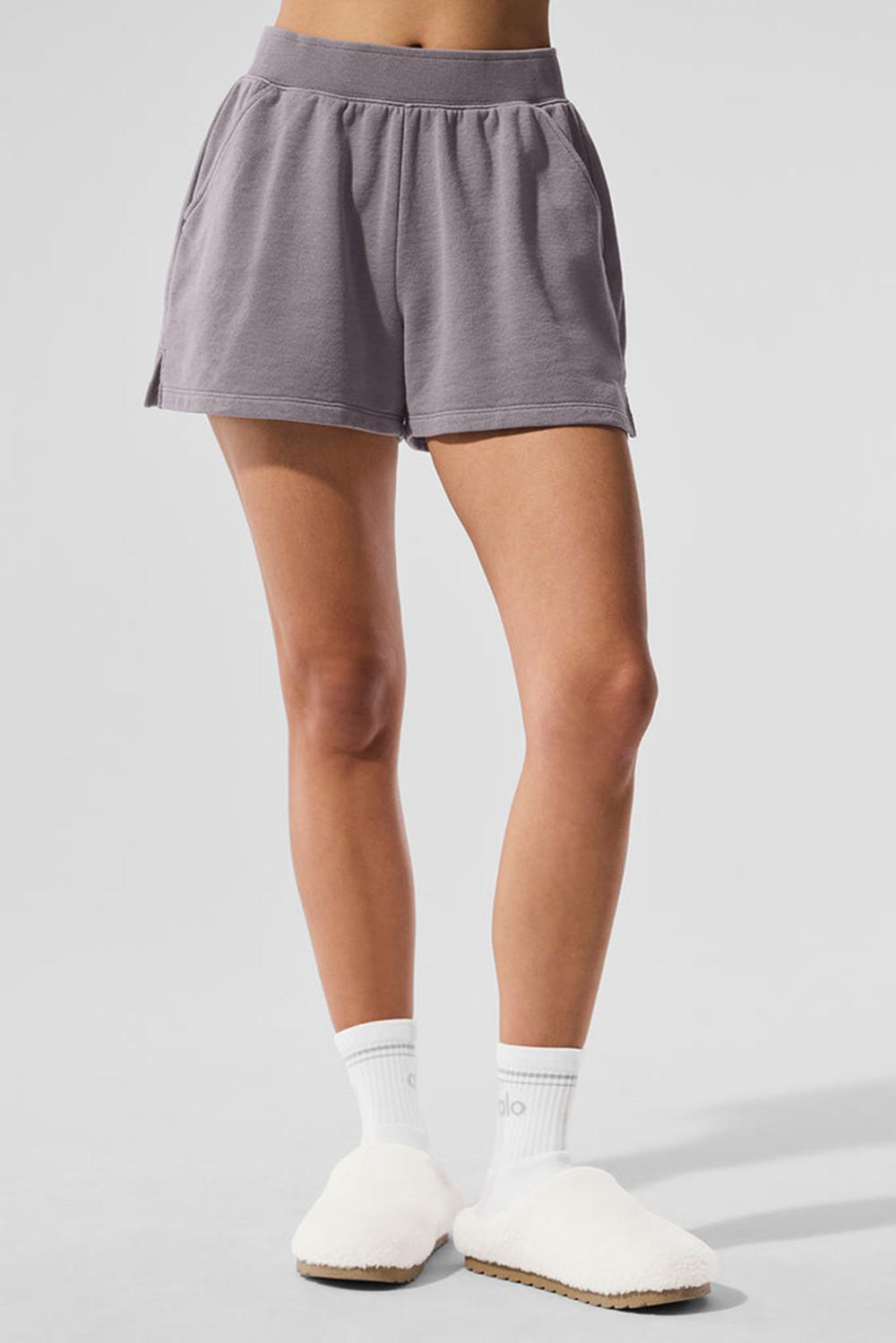 Σορτσ γυναικεια Alo Yoga Washed Low Key Sweat γκρι ανοιχτο μπλε | Greece  QGOFP-1924
