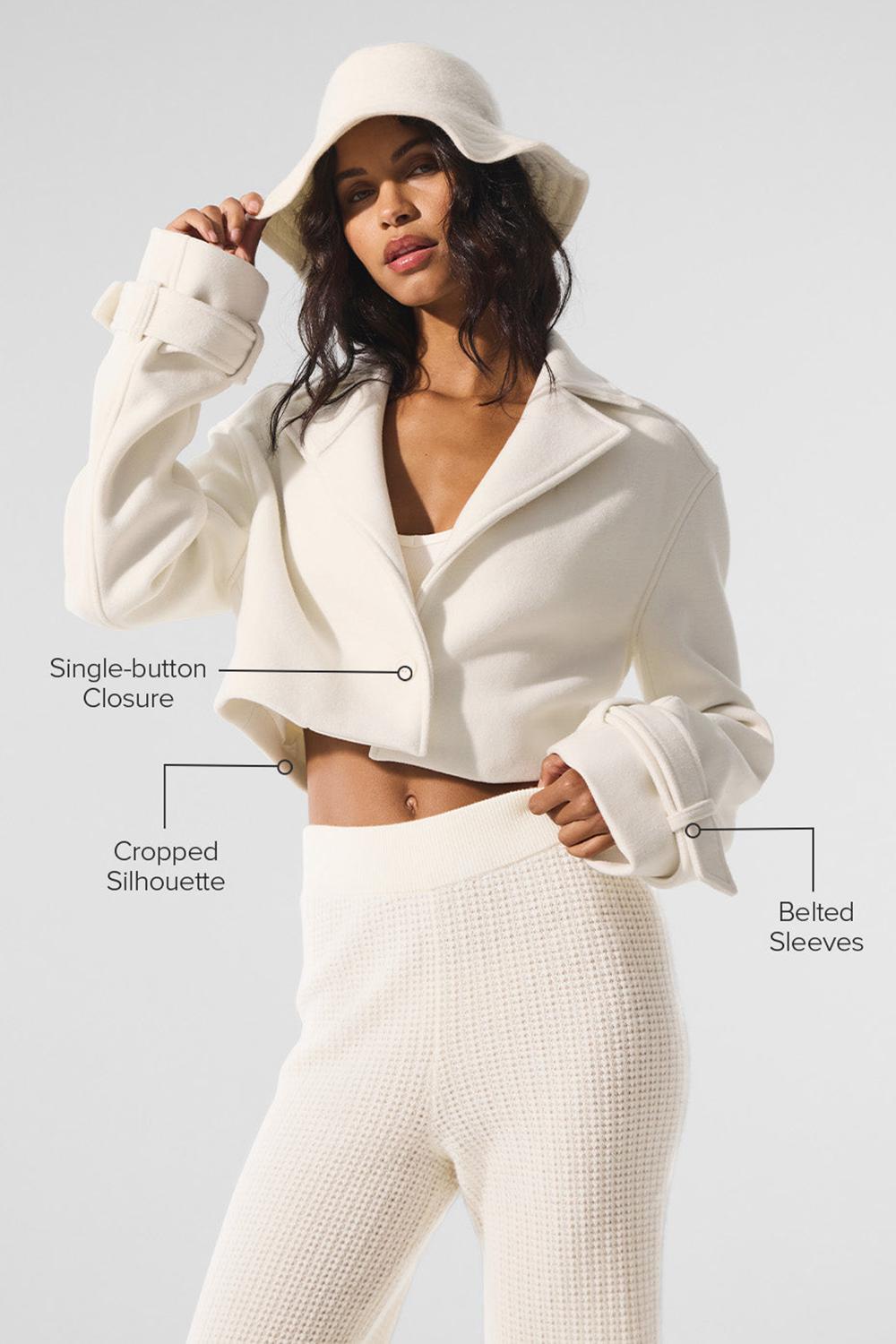 Καμπαρντινα γυναικεια Alo Yoga Wool Cropped Metro Ivory | Greece  CXUQL-7419