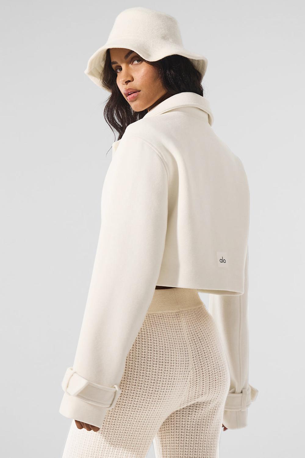 Καμπαρντινα γυναικεια Alo Yoga Wool Cropped Metro Ivory | Greece  CXUQL-7419
