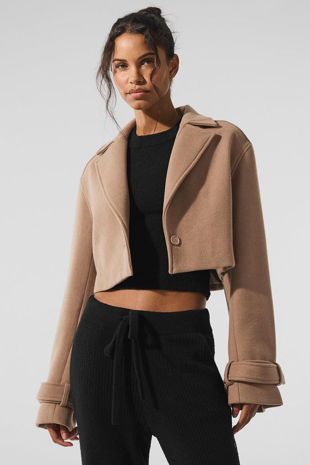 Καμπαρντινα γυναικεια Alo Yoga Wool Cropped Metro Toasted Almond | Greece  GAFWU-6703