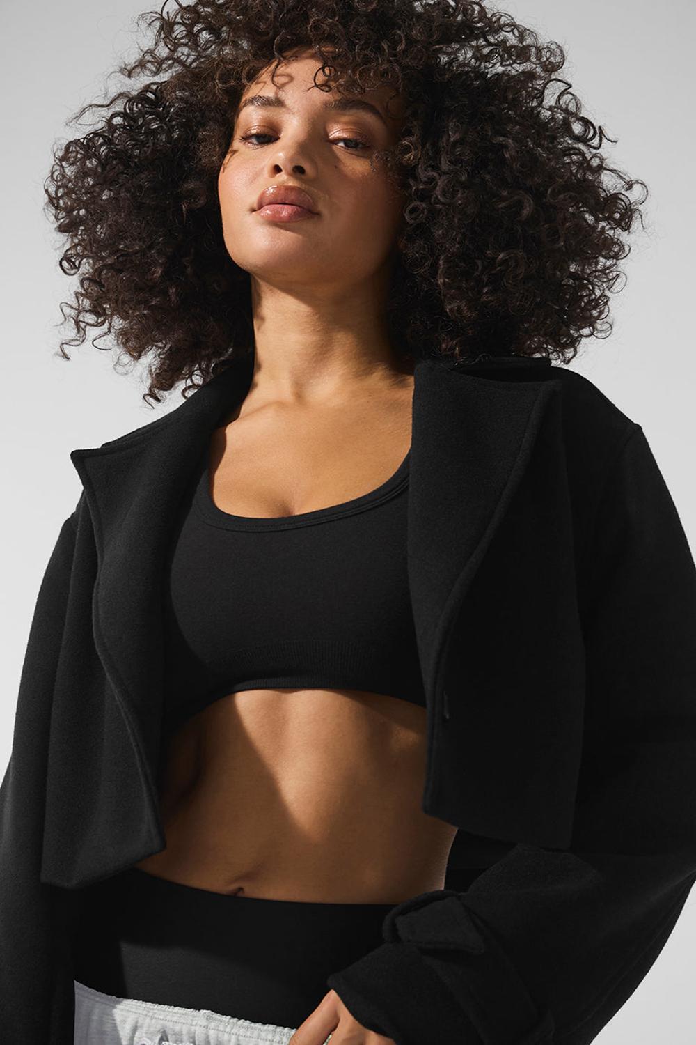 Καμπαρντινα γυναικεια Alo Yoga Wool Cropped Metro μαυρα | Greece  CLKYP-6125